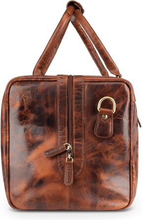 Дорожня сумка з натуральної шкіри LEABAGS, 40 л, преміум, для жінок і чоловіків, коричнева, спортивна, для подорожей, тренувань та літака