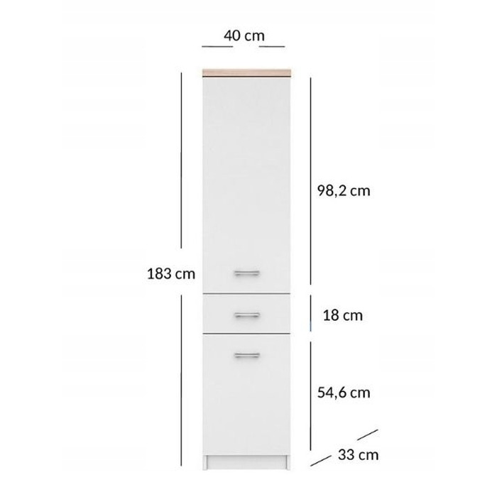 Стелаж Mebelbos Top Mix, білий, 40 x 183 x 33 см