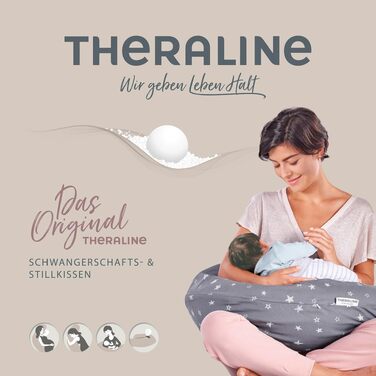 Подушка для вагітних та годування груддю Theraline Original 190 см, зелений хакі (з чохлом) - подушка для сну на боці, перлинний наповнювач