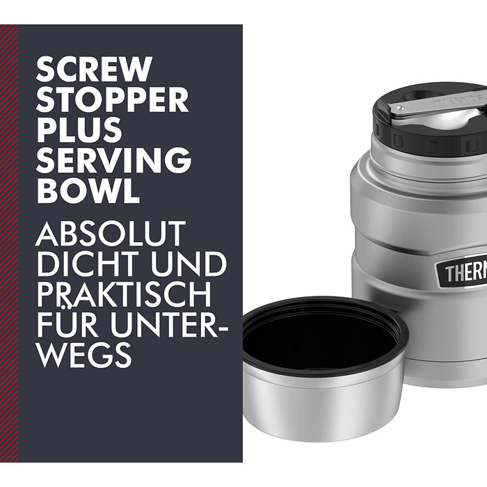 Термос для їжі Thermos Stainless King 470 мл з ложкою, нержавіюча сталь, тримає тепло 9 годин/холод 14 годин, герметичний контейнер для супу, каші, страв