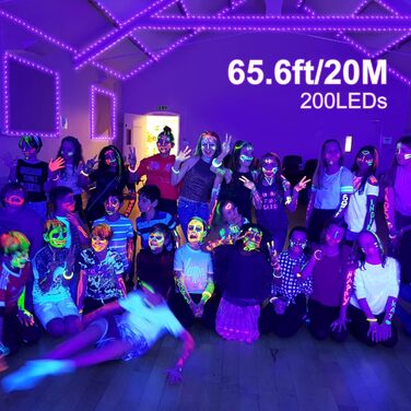 Гірлянда CORST 20 м 200 LED ультрафіолетова, водонепроникна, на мідному дроті з пультом, для декору Хелловін, Різдво, вулиця та приміщення