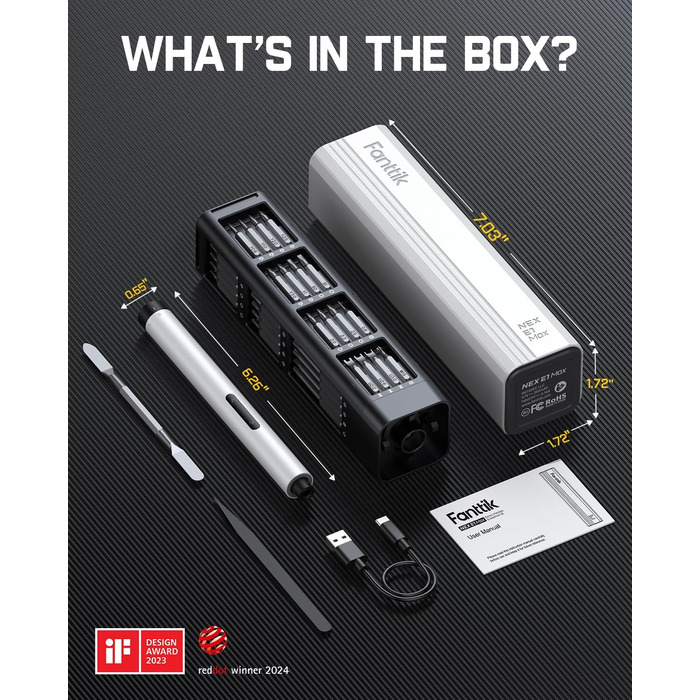 Набір викруток Fanttik E1 Max Mini 50-в-1, електричний, магнітний, точний, для ремонту iPhone, ноутбуків, окулярів, годинників (білий)