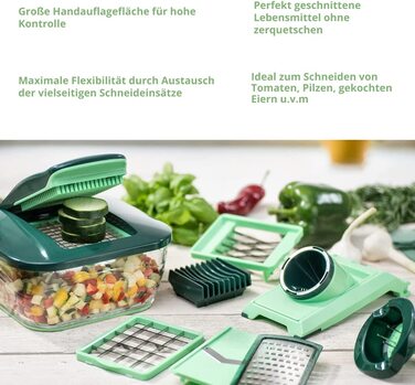 Овочерізка Genius Nicer Dicer Chef 15 в 1, зелена, багатофункціональна, для овочів, фруктів, цибулі, мандоліна, шинкування