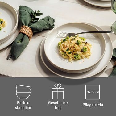 Набір посуду Villeroy & Boch Crafted Cotton 4 предмети, білий, преміум порцеляна, сучасний дизайн, спіральний декор, підходить для посудомийки та мікрохвильовки