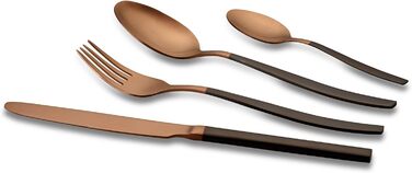 Набір столових приборів Echtwerk Positano Due-Bronze/Black, 24 предмети, для 6 осіб, матова нержавіюча сталь 18/10, преміум якість, для сервірування столу, весіль та святкових подій