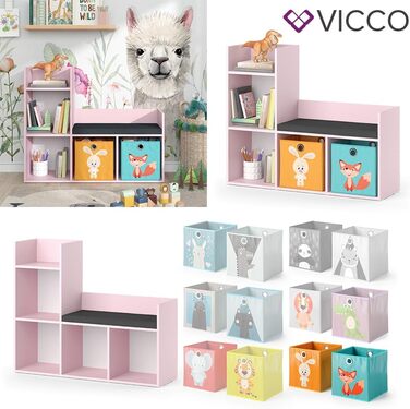 Дитячий стелаж Vicco Luigi рожевий 107,2x88,6 см з 2 коробками