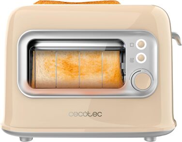 Тостер Cecotec RetroVision вертикальний, 2 слоти, 700 Вт, бежевий ретро-дизайн з автоматичним вимиканням