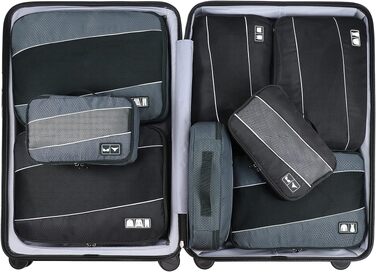 Набір органайзерів для подорожей Mossio Packwürfel для валізи та рюкзака, 8 шт, чорний/сірий, преміум-якість