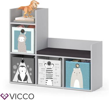 Дитячий стелаж Vicco Luigi сірий, 107x88 см, з 2 або 6 складними коробами