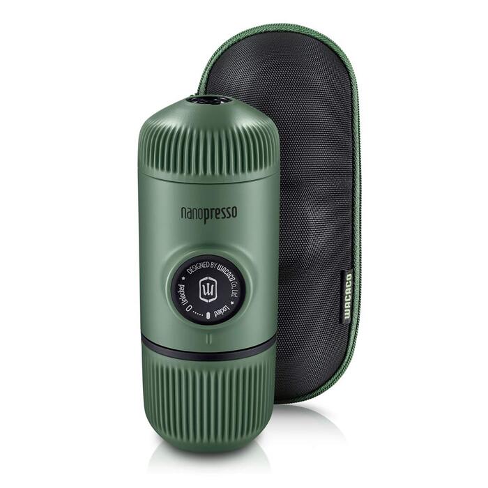 WACACO Nanopresso: портативна кавомашина еспресо з кейсом, оновлена версія Minipresso, ручна, чорний (80 мл, мох-зелений)