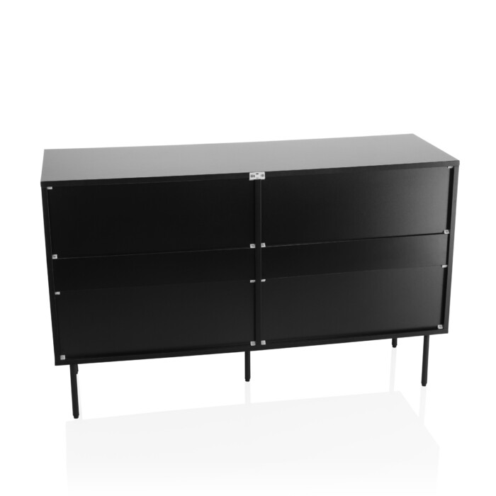 Тумба під TV/білизна KARBY S 120x40x75 см, 6 висувних ящиків, чорний колір, hjh LIVING