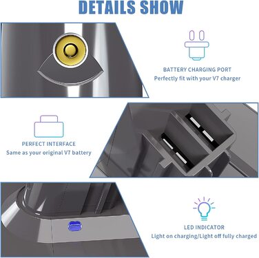 Акумулятор для Dyson V7 6000mAh з 2 фільтрами, сумісний з Animal SV11, Tigger, Absolute, Motorhead Pro, Fluffy, Mattress, запасний акумулятор для пилососа
