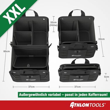 Органайзер у багажник авто ATHLON TOOLS Premium з кришкою, 60 літрів, чорний