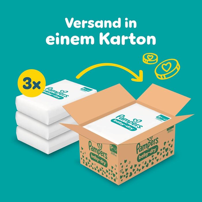Підгузки Pampers Baby-Dry розмір 4 (9-14 кг), 204 шт, maxi-упаковка для максимального захисту від протікань