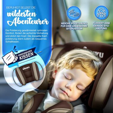 Автокрісло KIDUKU® 9-36 кг (1-12 років) 3-в-1, ECE R129/03, групи 1/2/3, для дітей, коричневе/бежеве