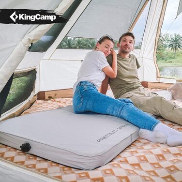 Самонадувний кемпінговий килимок KingCamp з R-значенням 7.5-15.5, комфортний матрац з 3D-конструкцією та пінополіуретановим ядром для 1 особи, чорний
