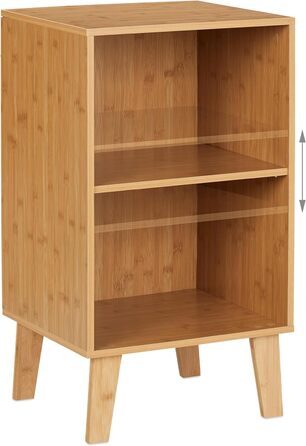 Бамбукова книжкова полиця Relaxdays, 2 секції, відкритий шафа, 70x40x35 см, регульована полиця, підлогова, натуральний колір, фіброва плита