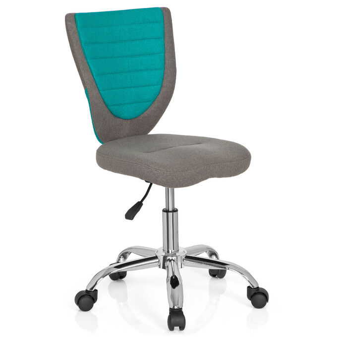 Дитячий офісний стільчик Kiddy Comfort, тканина сірий/бірюзовий, hjh OFFICE