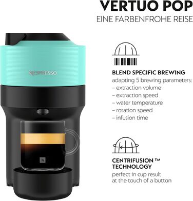 Nespresso Vertuo Pop Krups XN9204: Кавомашина капсульна, 560 мл, Aqua Mint