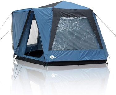 Намет your GEAR Ponza 400 для фестивалю, груповий, сімейний, 4×2,3 м, купольний, UV 50+, висота для стояння, водонепроникний 5000 мм, з підлогою, синьо-сірий