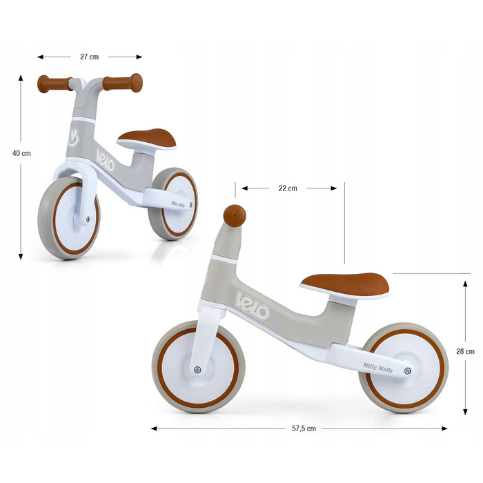 Беговел Milly Mally VELO Brown для дітей від 18 місяців