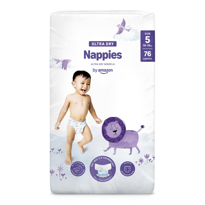 Підгузки By Amazon Ultra Dry, розмір 3 (4-9 кг), білі, 172 шт (2 упаковки по 86 шт)