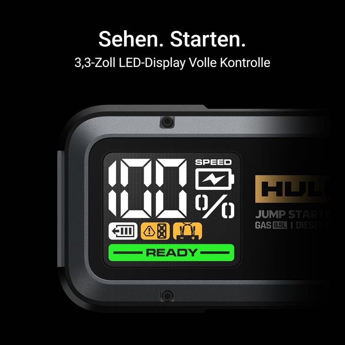 Пусковий пристрій для авто HULKMAN Alpha85 Jump Starter 2000A 20000mAh, портативний бустер акумулятора для бензинових двигунів до 8.5 л та дизельних до 6 л