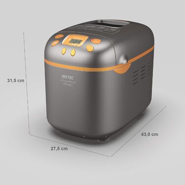 Хлібопічка Imetec La Panetteria +Zeroglu для хліба, чіабати, булочок і кексів з натурального та безглютенового борошна, 20 програм, 2 лопатки, контроль температури, з рецептурником
