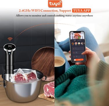 Sous Vide Garer WiFi 1100W - Занурювальний циркулятор для су-від з точним контролем температури (25-95°C) та таймером, IPX7 водонепроникний
