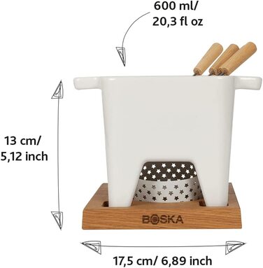 Фондю Boska Tapas Bianco L - для сиру та соусів, 600 мл - з підставкою та свічкою, для мікрохвильової печі та посудомийної машини