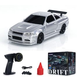 RC Автомобіль 1/43 Масштаб Готовий до Гонок Дрифт 4WD Радіокерування Зі Світловою Системою Сірий