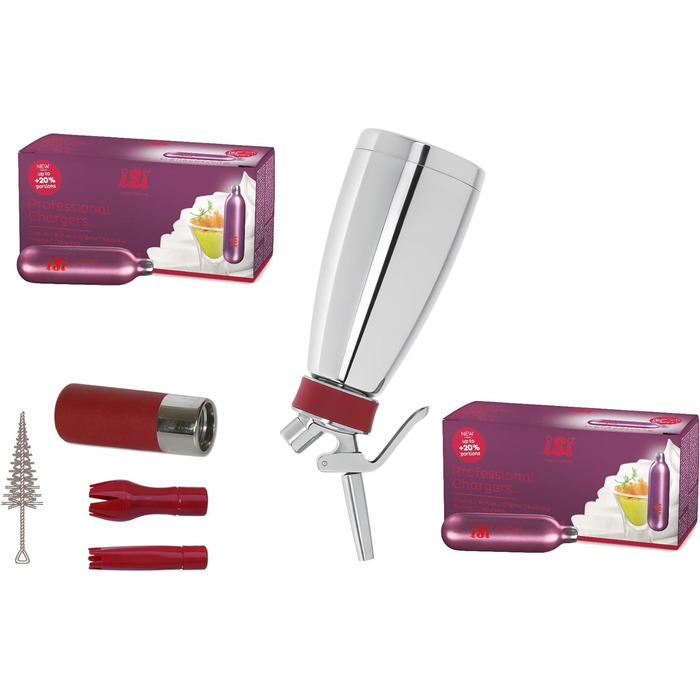 Сифон для вершків iSi Thermo Whip Plus 0,5 л з 20 капсулами, термоізольований, професійний сифоновий балон для збивання вершків