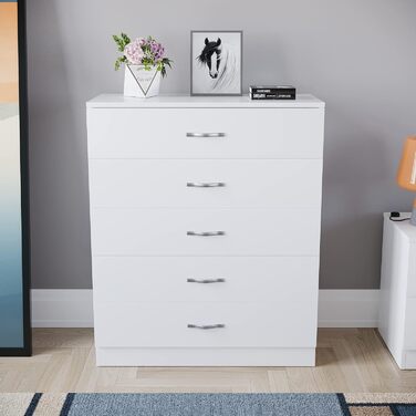 Комод Vida Designs, ДСП, білий, 90x36x75 см, 5 шухляд