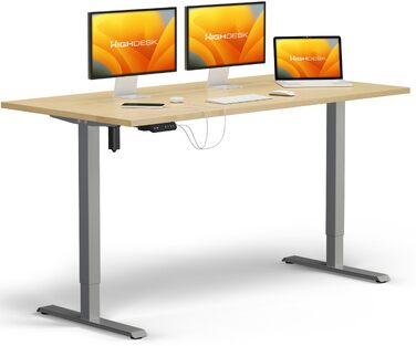 Електричний стіл KRIEG HighDesk SMART 180x80 см сріблястий/клен - регульований по висоті стіл для сидіння та стояння