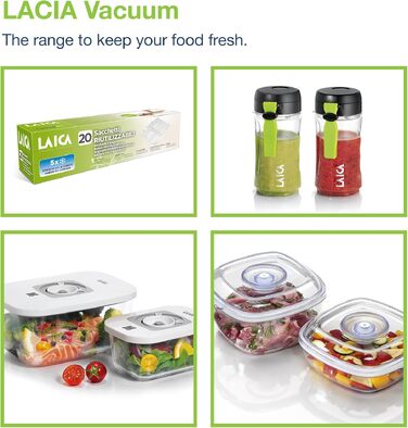 Вакуумний пакувальник LAICA VT3119 для сухих та вологих продуктів, зберігає свіжість до 5 разів, 1 рулон у комплекті