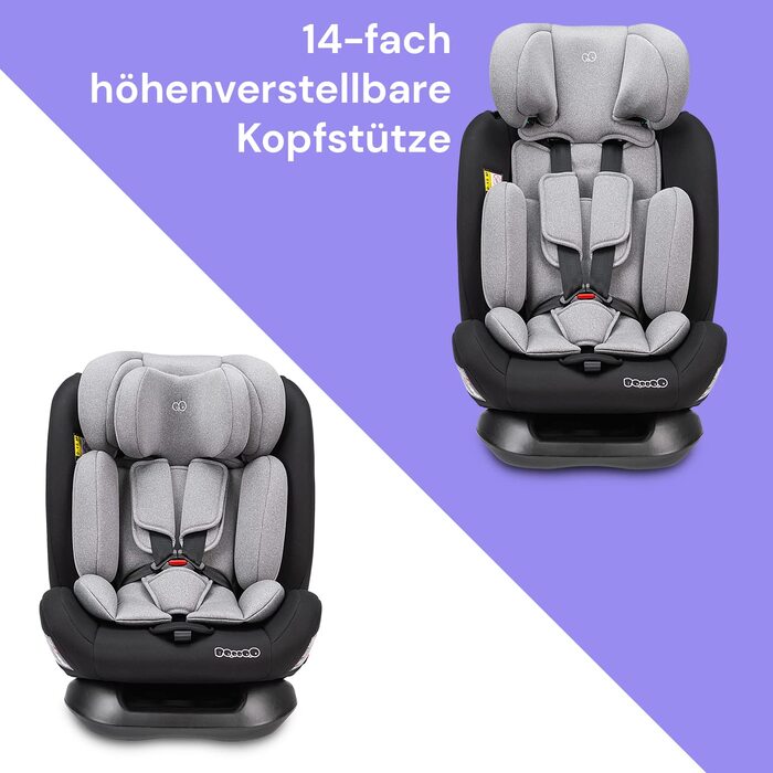Дитяче автокрісло Booboo Safety London i-Size Reboarder 40-150 см, без Isofix, чорний/сірий