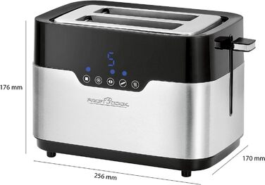 Тостер ProfiCook PC-TA 1170 з сенсорним управлінням, 2 скибки, підігрів булочок, 7 ступенів підсмажування, нержавіюча сталь, чорний