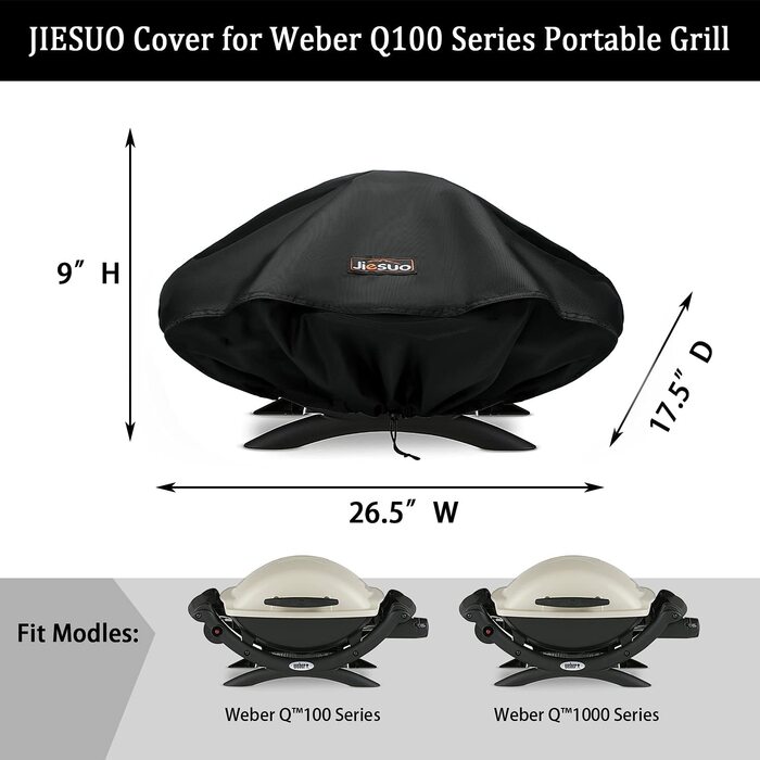 Чохол для гриля JIESUO для Weber Q Series, захисний чохол для грилів Weber Q2000 і Q200, водонепроникний, переносний