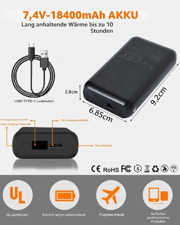 Зігріваючий жилет для чоловіків Mincoo з Powerbank 7.4V 18400mAh, зимовий підігрівальний жилет з бавовни, 3 режими температури для лиж, мотоциклів, полювання та рибалки, S, чорний