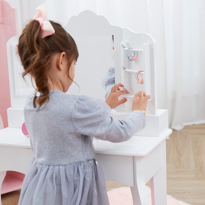 Дитячий туалетний столик Fantasy Fields Little Princess Anna білий з дзеркалом, шухлядами та стільчиком