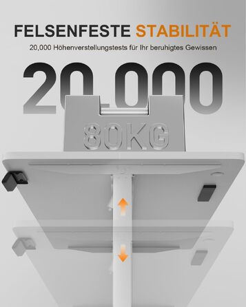 Електричний стіл для комп'ютера HLONONE з регулюванням висоти, USB-портом та розеткою, 100 x 60 см, пам'ять на 2 режими, білий