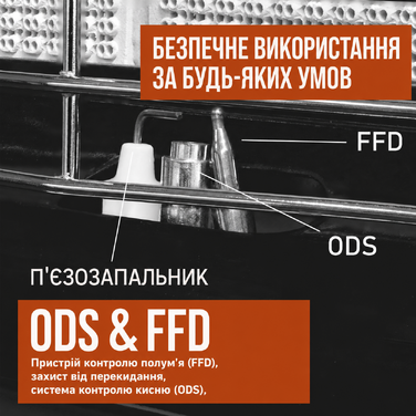 Газовий обігрівач 4200 Вт з інфрачервоним керамічним нагрівачем, газовий піч/обігрівач, включаючи регулятор тиску газу та шланг (на бутан/пропан, до 15 кг) (Газовий балон не входить у комплект)