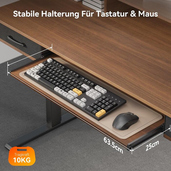 Регульований стіл WALKINGDESK для дому та офісу: електричний, з ящиками та підставкою для клавіатури, 160x60 см, білий