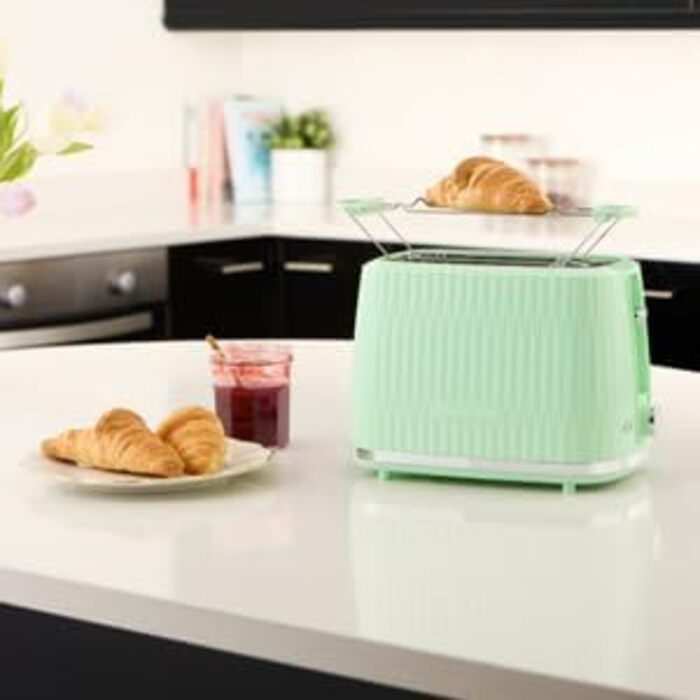 Тостер Russell Hobbs Eden на 2 тости, зелений (27372-56) - 6 режимів, розморожування, підігрів, підйом тостів, лоток для крихт