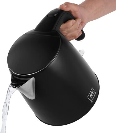 Електрочайник MELITTA Prime Aqua Mini, нержавіюча сталь, 1 л, 2200 Вт, чорний