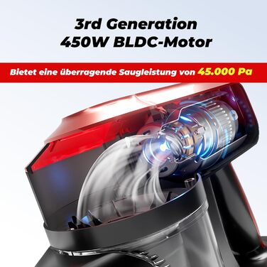 Акумуляторний пилосос Akitas V10A бездротовий 450W BLDC, потужність 45кПа, 60хв роботи, LED-щітка, для килимів, паркету та шерсті тварин