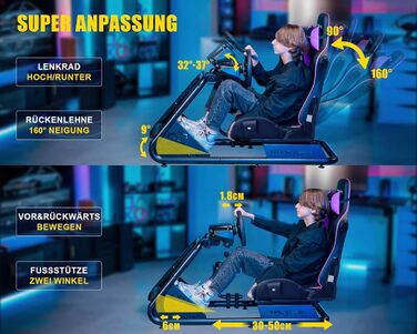 GTPLAYER Симулятор кокпіт для гонок, стійка для керма та педалей з динаміками (Ліловий)
