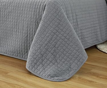 Покривало WOLTU 170x210 см, стьобане, двостороннє, сіре, патчворк, для двоспального ліжка, щільність 360 GSM
