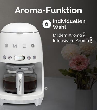 Кавоварка крапельна Smeg DCF02NBEU рожева, 12 чашок, автостарт, регулювання міцності, підтримання тепла, 1050 Вт