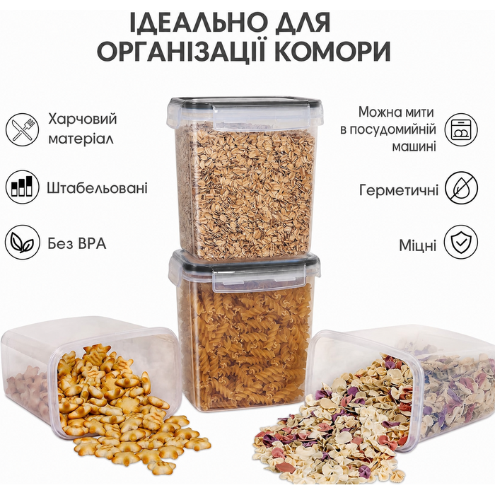 Набір контейнерів для зберігання Vtopmart, 16 шт, герметичні, BPA-free, для кухні, з кришками, для борошна, цукру, круп, з маркером і етикетками